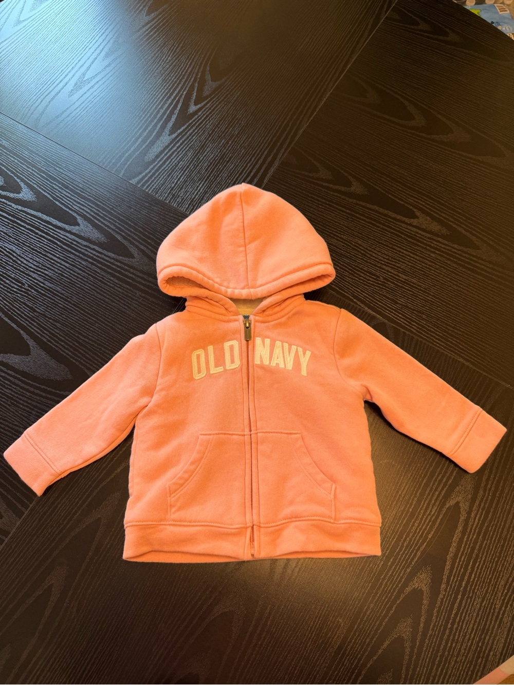 Old Navy Coral lined Hooded Zip-Up Sweatshirt